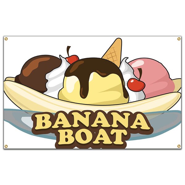 Banana Boat Banner Concession Stand Food Truck Single Sided
